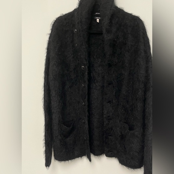 R13 Shawled Cashmere Distressed Edge Cardigan - Black. $1995 - Picture 14 of 16